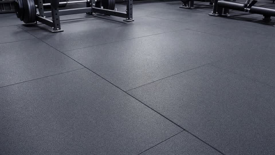 Clean commercial rubber flooring in a fitness facility