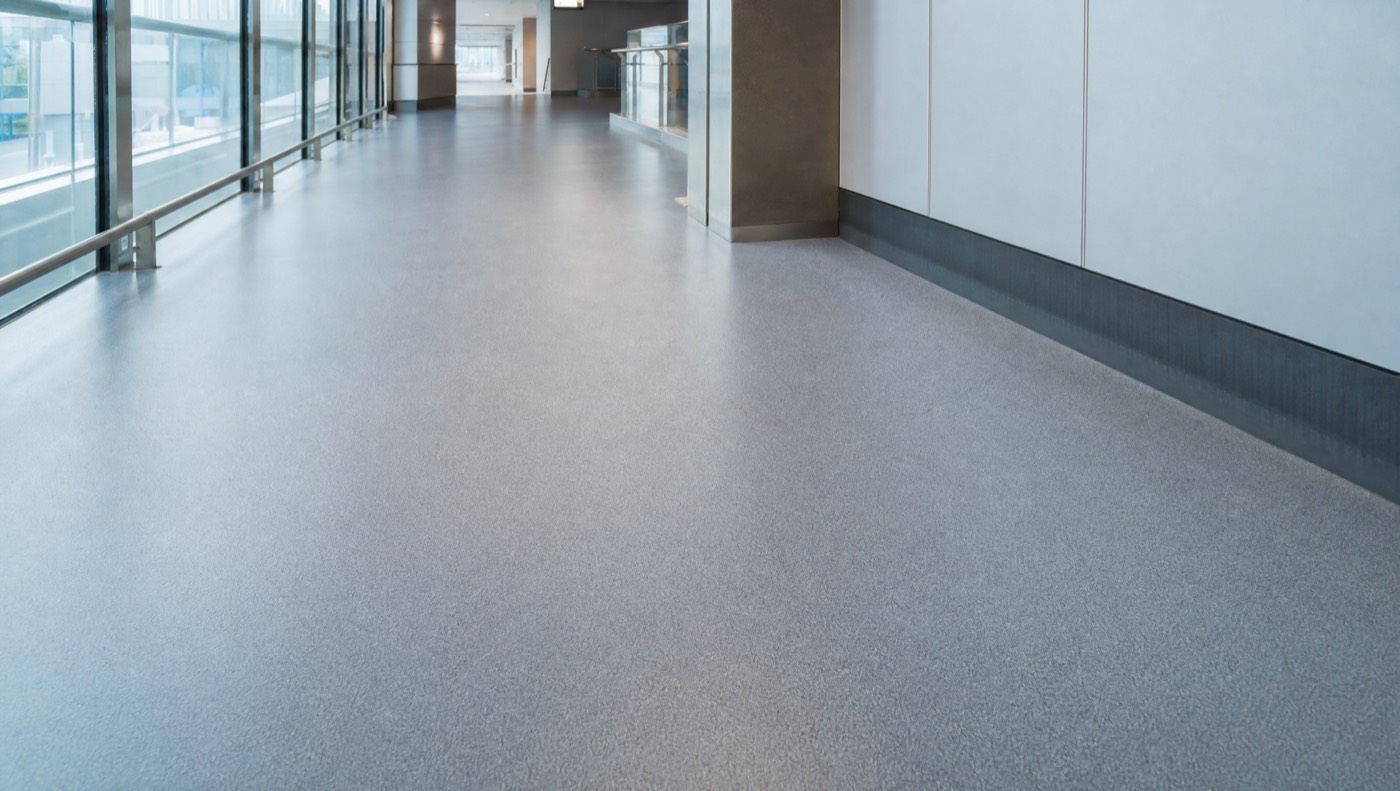 Clean dry commercial floor with a slip-resistant finish